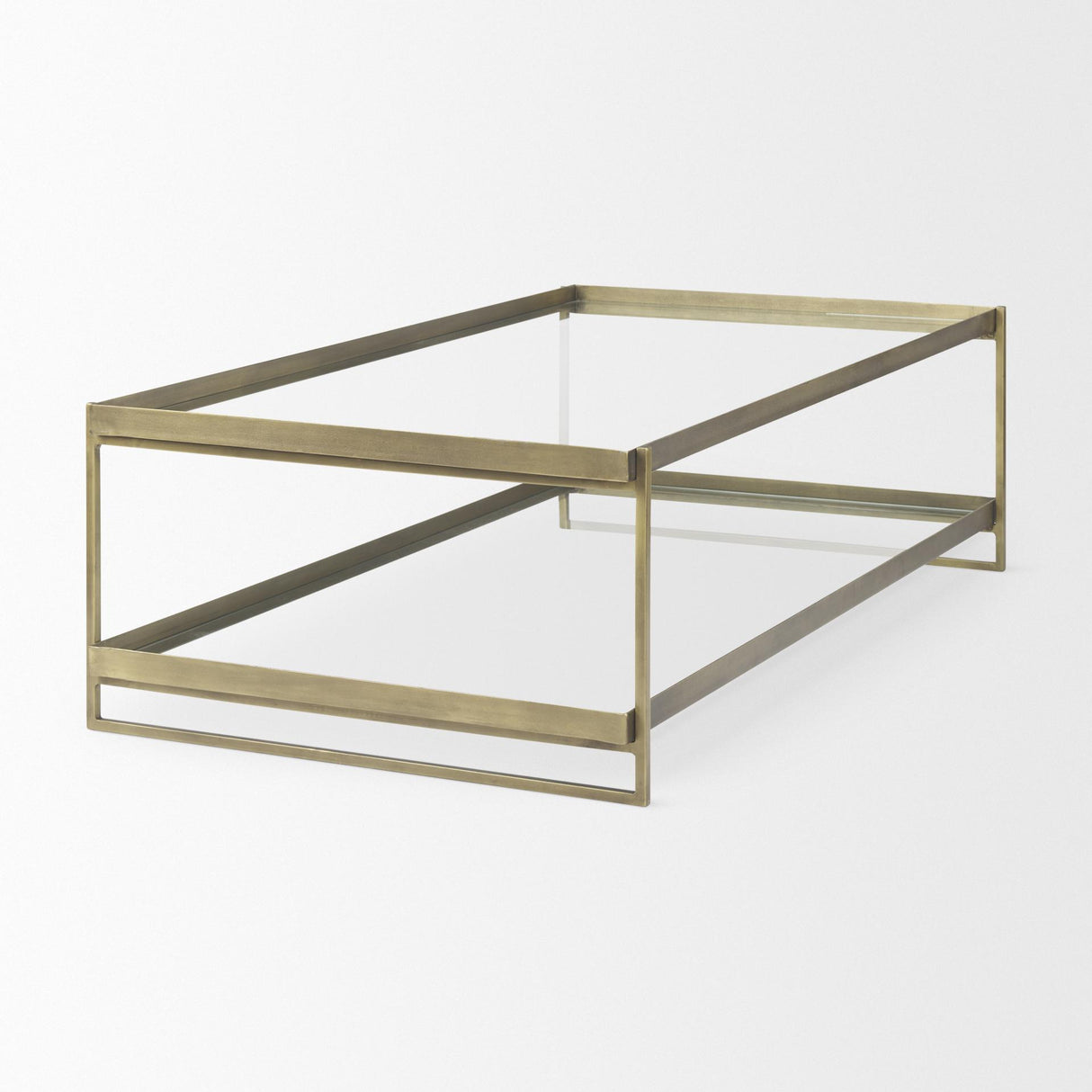 Mercana Trey 56.0L x 32.0W x 17.0H Gold Metal W/Glass Coffee table