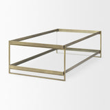 Mercana Trey 56.0L x 32.0W x 17.0H Gold Metal W/Glass Coffee table