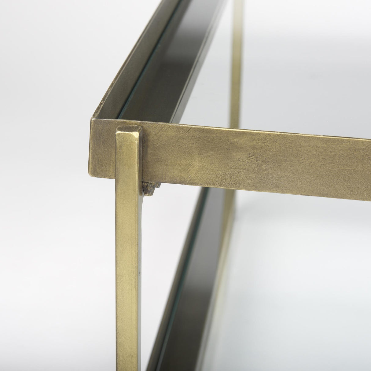 Mercana Trey 56.0L x 32.0W x 17.0H Gold Metal W/Glass Coffee table