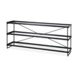 Mercana Trey 72.0"L x 16.0"W x 30.0"H Black Metal W/Glass Console Table