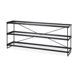 Mercana Trey 72.0"L x 16.0"W x 30.0"H Black Metal W/Glass Console Table