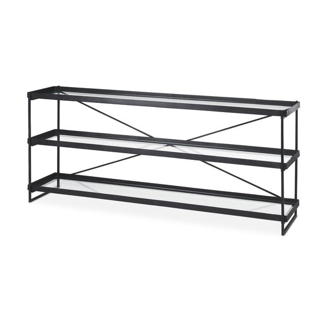 Mercana Trey 72.0"L x 16.0"W x 30.0"H Black Metal W/Glass Console Table