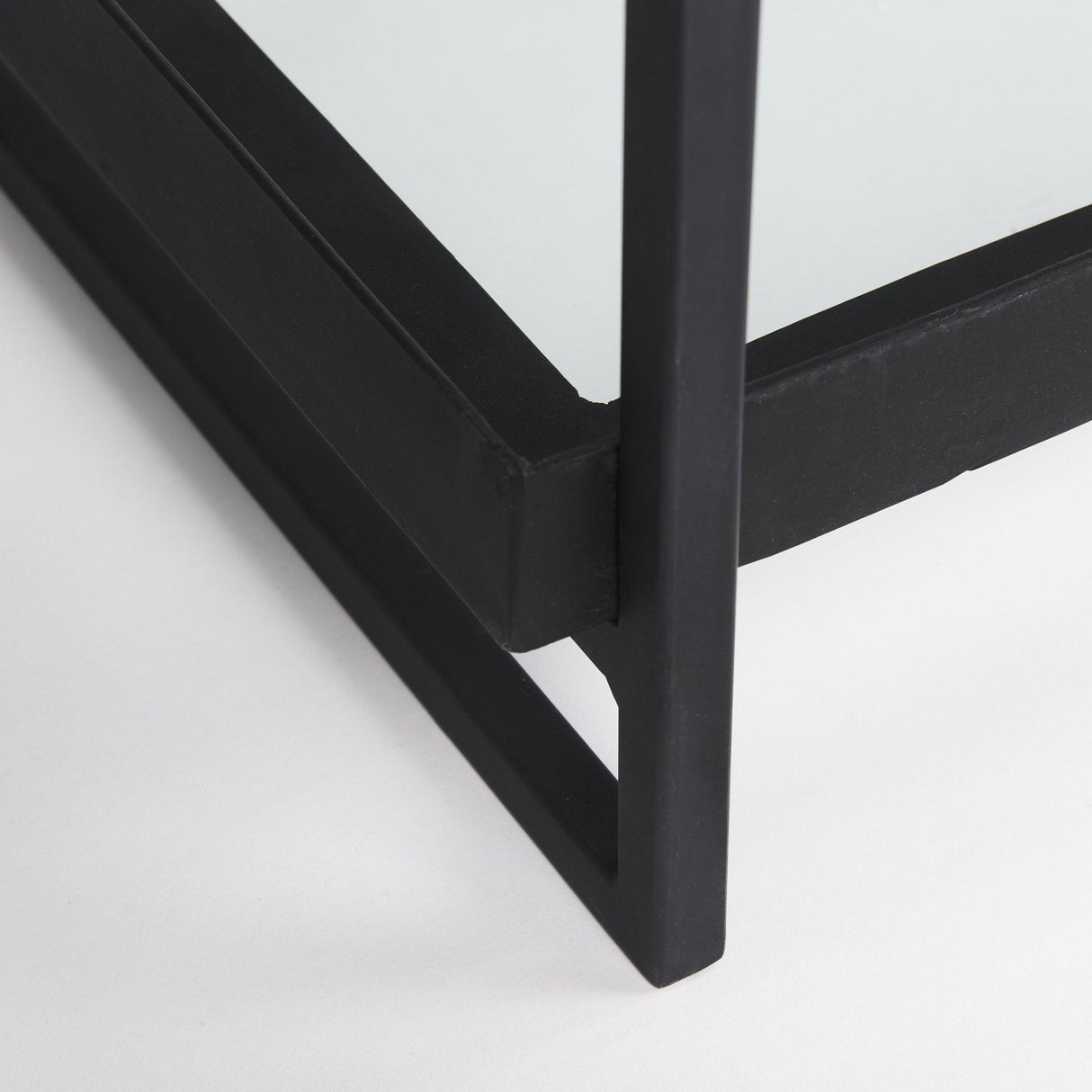 Mercana Trey 72.0"L x 16.0"W x 30.0"H Black Metal W/Glass Console Table