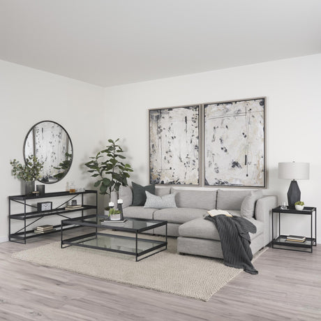 Mercana Trey 72.0"L x 16.0"W x 30.0"H Black Metal W/Glass Console Table