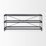 Mercana Trey 72.0"L x 16.0"W x 30.0"H Black Metal W/Glass Console Table