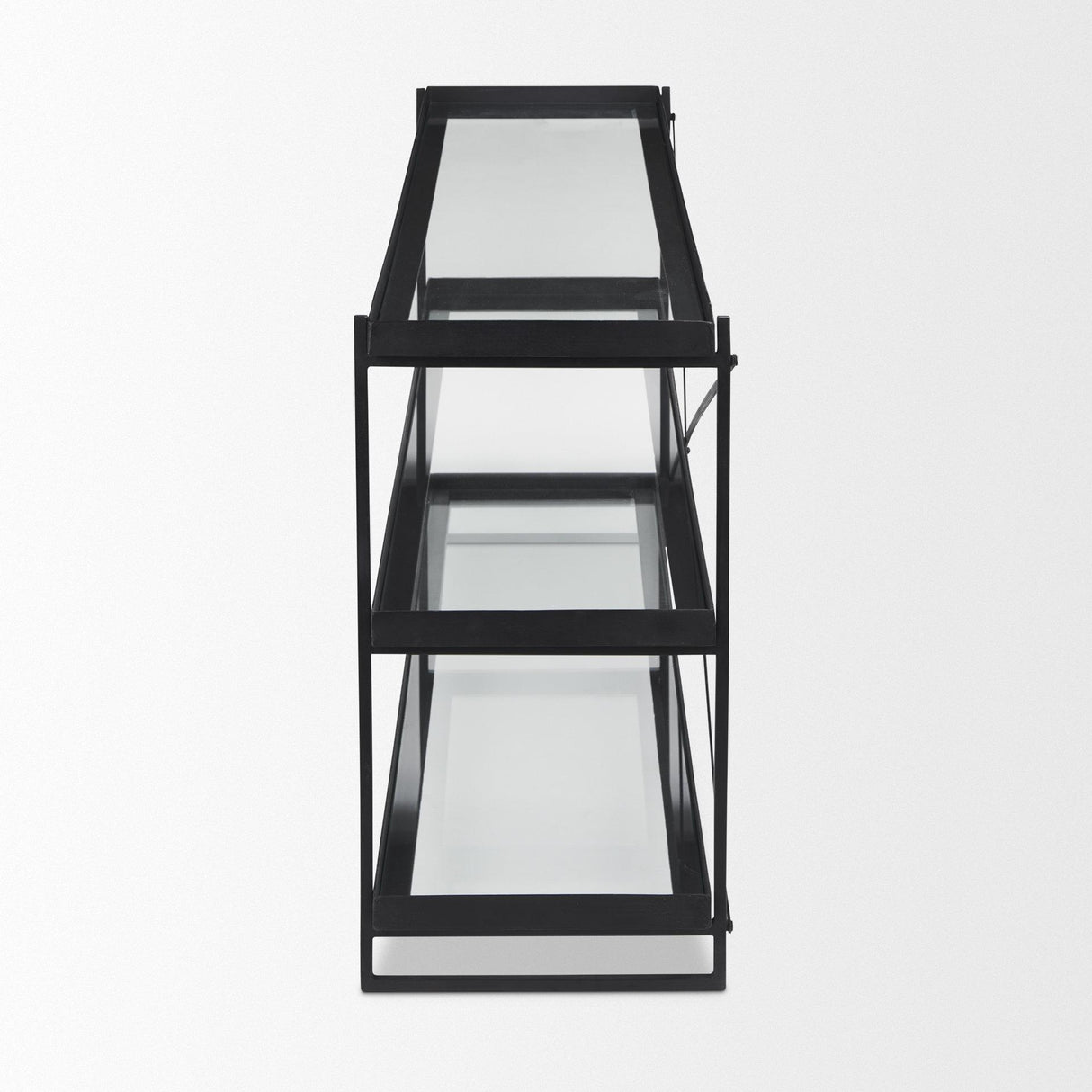 Mercana Trey 72.0"L x 16.0"W x 30.0"H Black Metal W/Glass Console Table