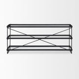 Mercana Trey 72.0"L x 16.0"W x 30.0"H Black Metal W/Glass Console Table