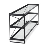 Mercana Trey 72.0"L x 16.0"W x 30.0"H Black Metal W/Glass Console Table