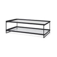 Mercana Trey 56"L x 32"W x 17"H Black Metal W/Glass Coffee Table