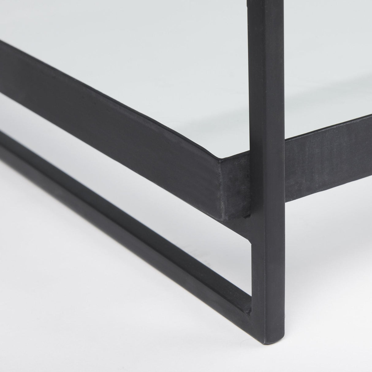 Mercana Trey 56"L x 32"W x 17"H Black Metal W/Glass Coffee Table
