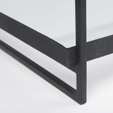 Mercana Trey 56"L x 32"W x 17"H Black Metal W/Glass Coffee Table