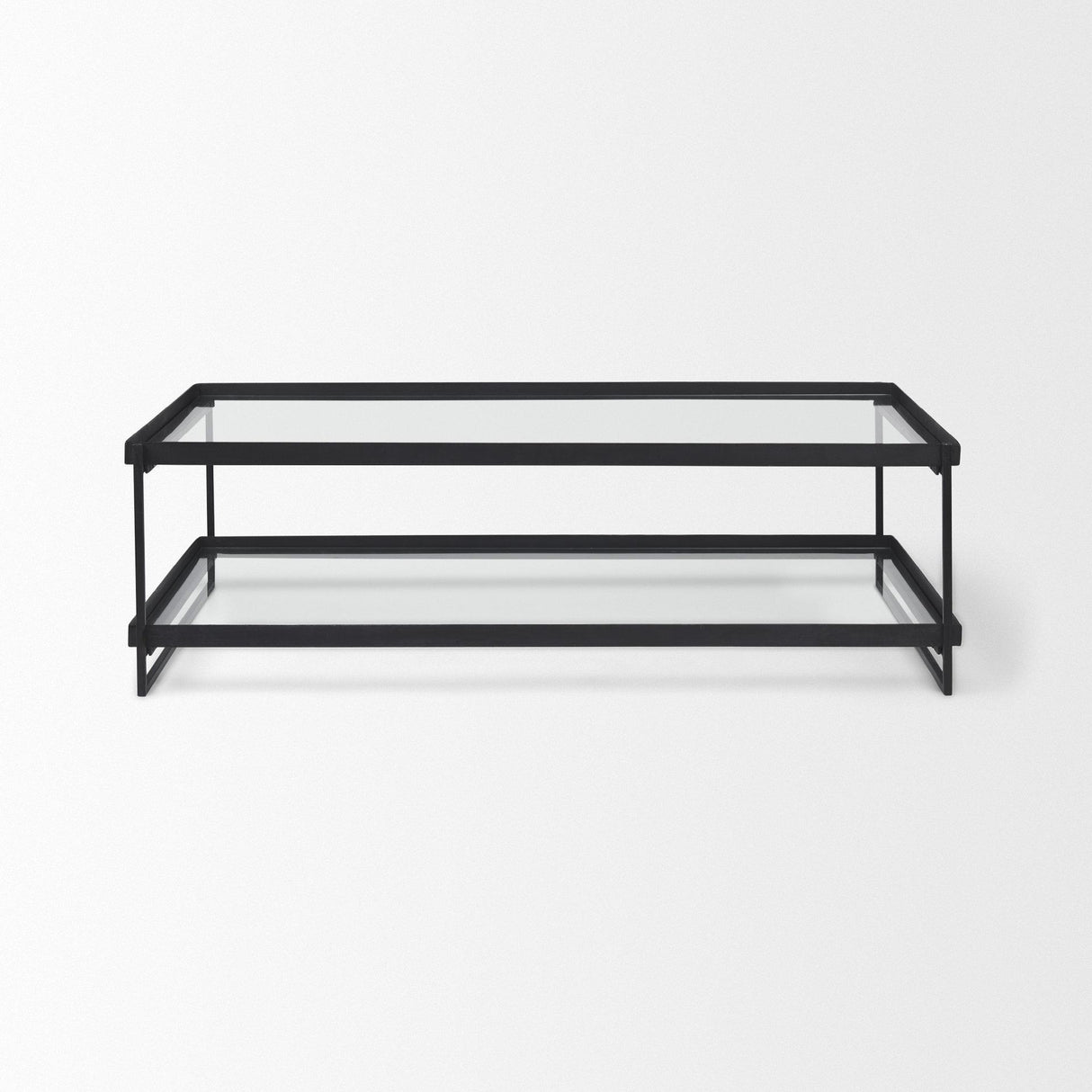 Mercana Trey 56"L x 32"W x 17"H Black Metal W/Glass Coffee Table