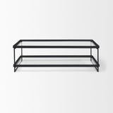 Mercana Trey 56"L x 32"W x 17"H Black Metal W/Glass Coffee Table