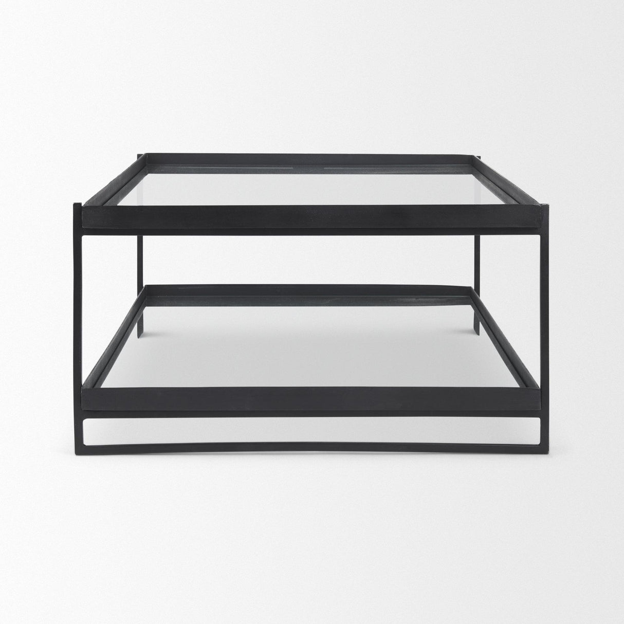 Mercana Trey 56"L x 32"W x 17"H Black Metal W/Glass Coffee Table