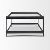 Mercana Trey 56"L x 32"W x 17"H Black Metal W/Glass Coffee Table