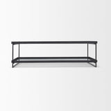Mercana Trey 56"L x 32"W x 17"H Black Metal W/Glass Coffee Table