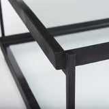 Mercana Trey 56"L x 32"W x 17"H Black Metal W/Glass Coffee Table