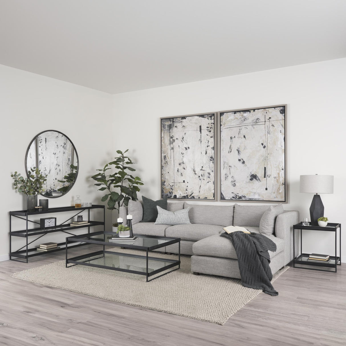 Mercana Trey Black Metal W/Glass Accent Table