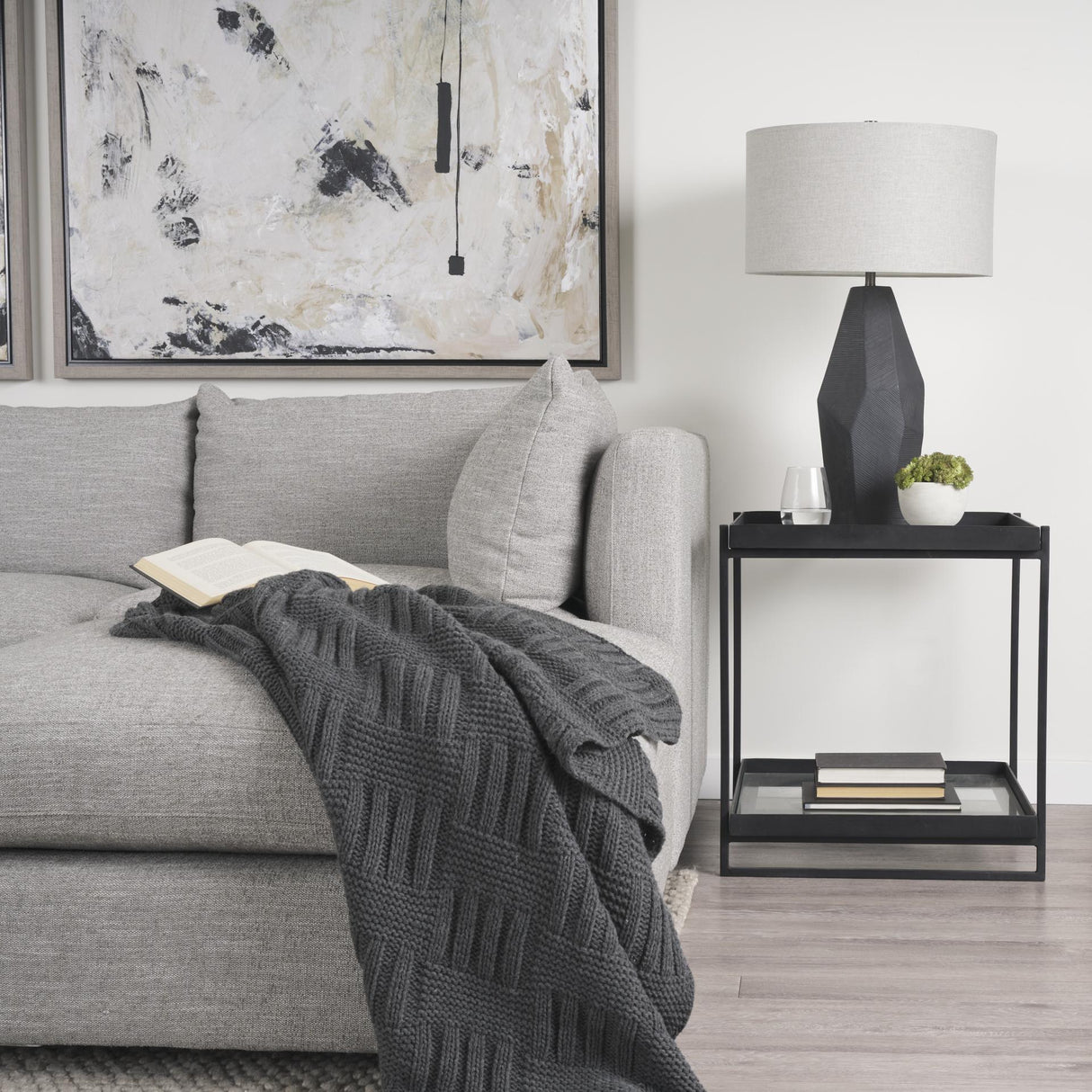 Mercana Trey Black Metal W/Glass Accent Table