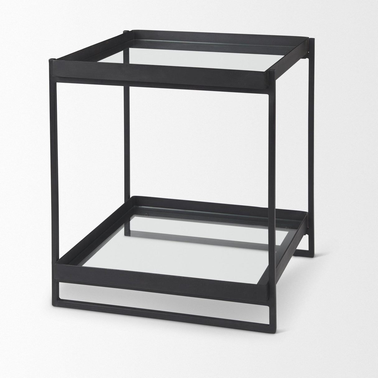 Mercana Trey Black Metal W/Glass Accent Table