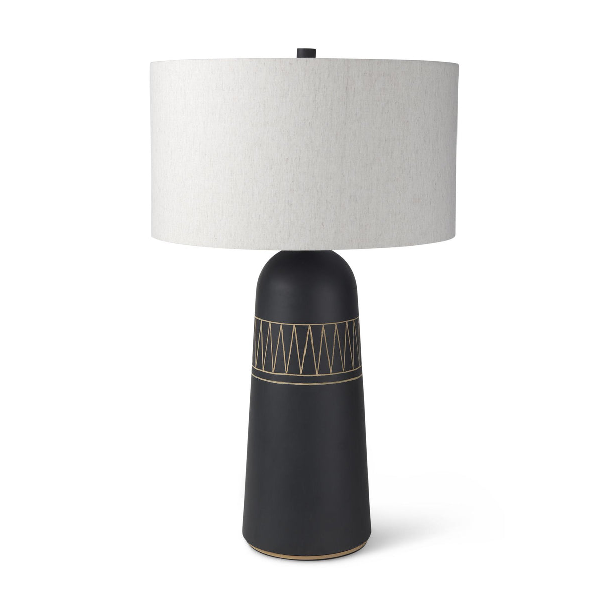 Mercana Javier 18.0L x 18.0W x 30.75H Black Base W/Cream Fabric Shade Table Lamp