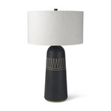 Mercana Javier 18.0L x 18.0W x 30.75H Black Base W/Cream Fabric Shade Table Lamp