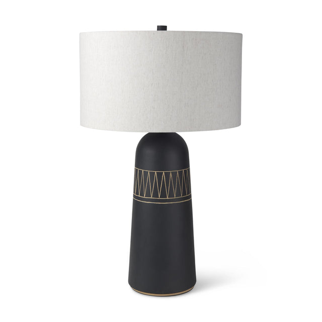 Mercana Javier 18.0L x 18.0W x 30.75H Black Base W/Cream Fabric Shade Table Lamp