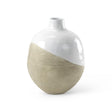 Mercana Amos 18.5L x 18.5W x 24.4H White and Dark Beige Color Blocked Ceramic Floor Vase