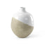 Mercana Amos 18.5L x 18.5W x 24.4H White and Dark Beige Color Blocked Ceramic Floor Vase