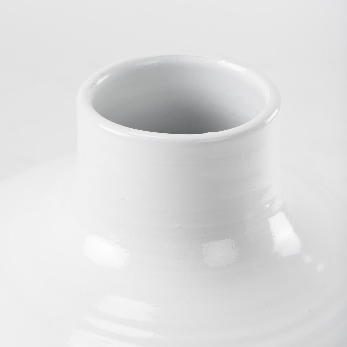Mercana Amos 18.5L x 18.5W x 24.4H White and Dark Beige Color Blocked Ceramic Floor Vase