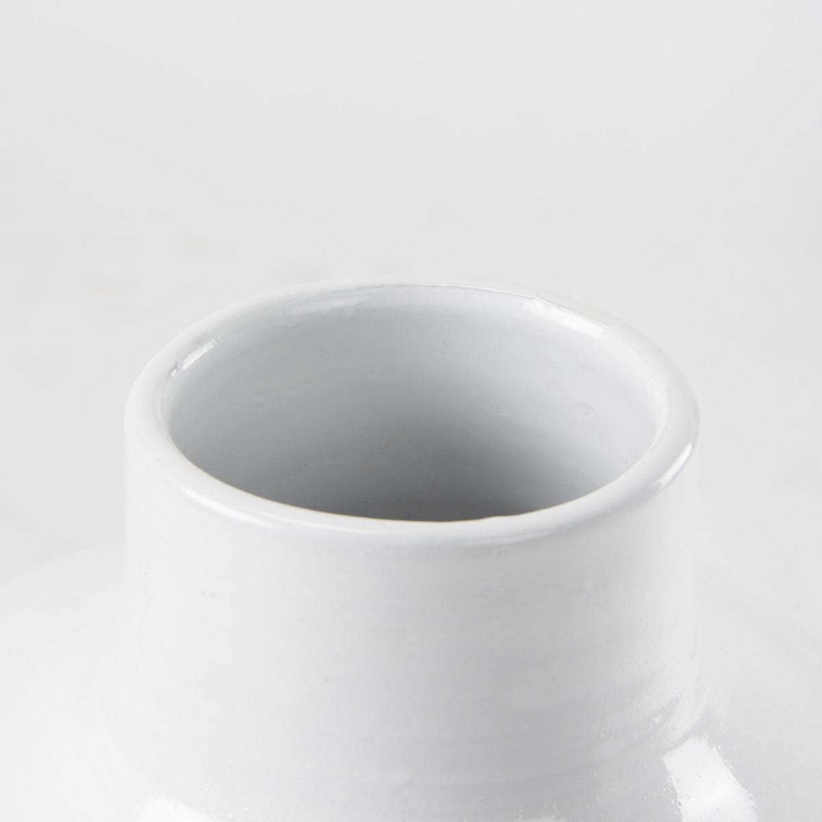 Mercana Amos 18.5L x 18.5W x 24.4H White and Dark Beige Color Blocked Ceramic Floor Vase