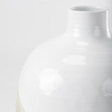 Mercana Amos 18.5L x 18.5W x 24.4H White and Dark Beige Color Blocked Ceramic Floor Vase