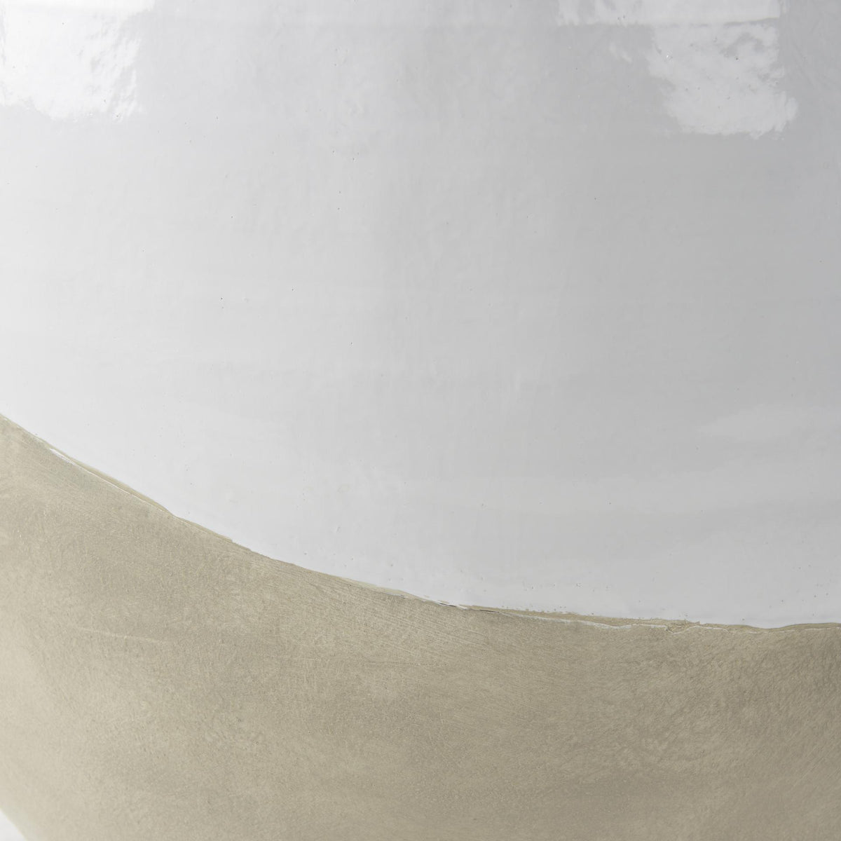 Mercana Amos 18.5L x 18.5W x 24.4H White and Dark Beige Color Blocked Ceramic Floor Vase