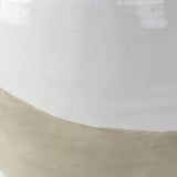 Mercana Amos 18.5L x 18.5W x 24.4H White and Dark Beige Color Blocked Ceramic Floor Vase