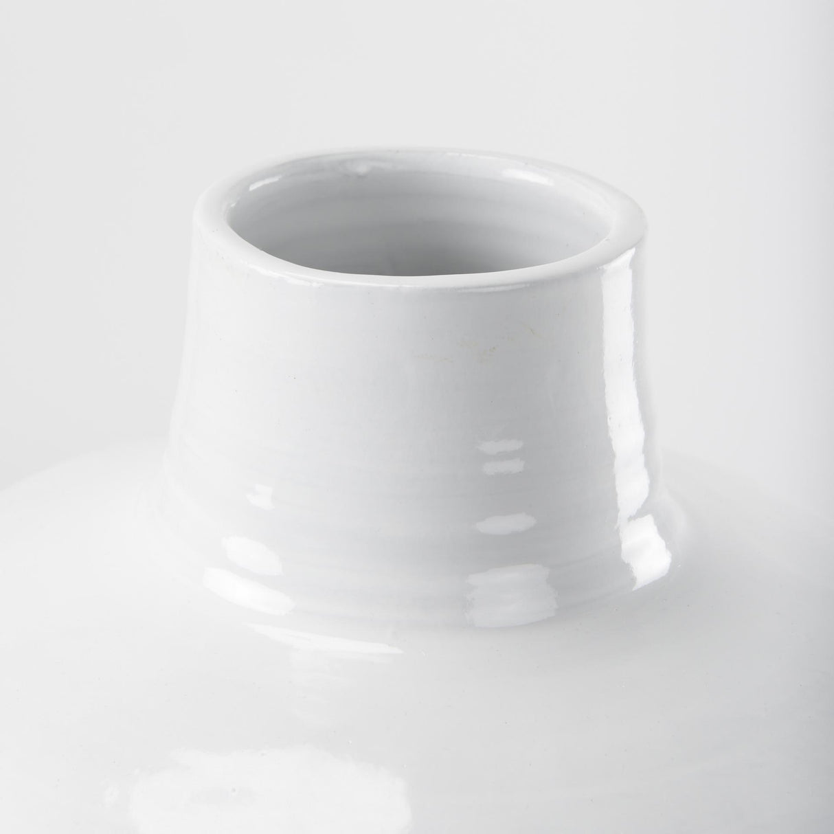 Mercana Amos 20.5L x 20.5W x 31.9H White and Dark Beige Color Blocked Ceramic Floor Vase
