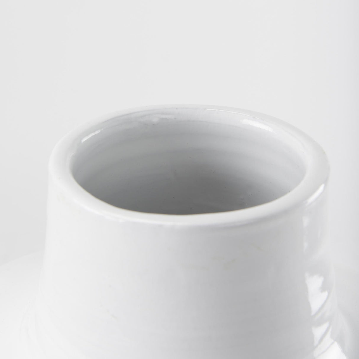 Mercana Amos 20.5L x 20.5W x 31.9H White and Dark Beige Color Blocked Ceramic Floor Vase