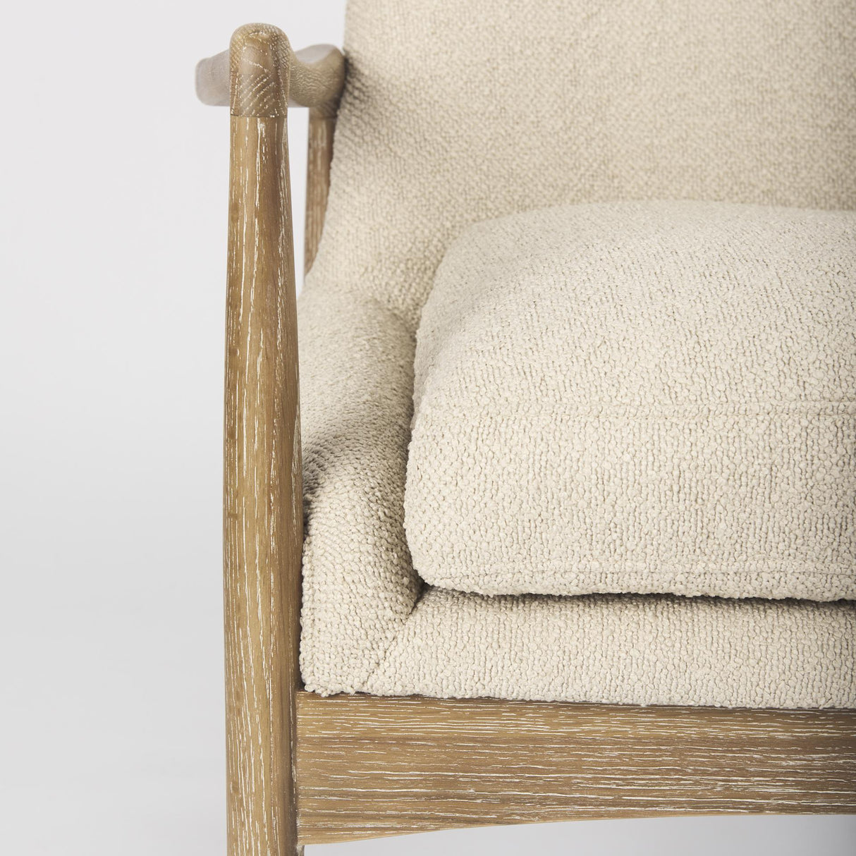 Mercana Westan Cream Boucle Fabric W/Light Brown Wood Accent Chair