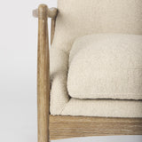 Mercana Westan Cream Boucle Fabric W/Light Brown Wood Accent Chair