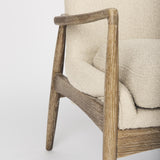 Mercana Westan Cream Boucle Fabric W/Light Brown Wood Accent Chair