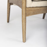 Mercana Westan Cream Boucle Fabric W/Light Brown Wood Accent Chair