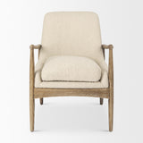 Mercana Westan Cream Boucle Fabric W/Light Brown Wood Accent Chair
