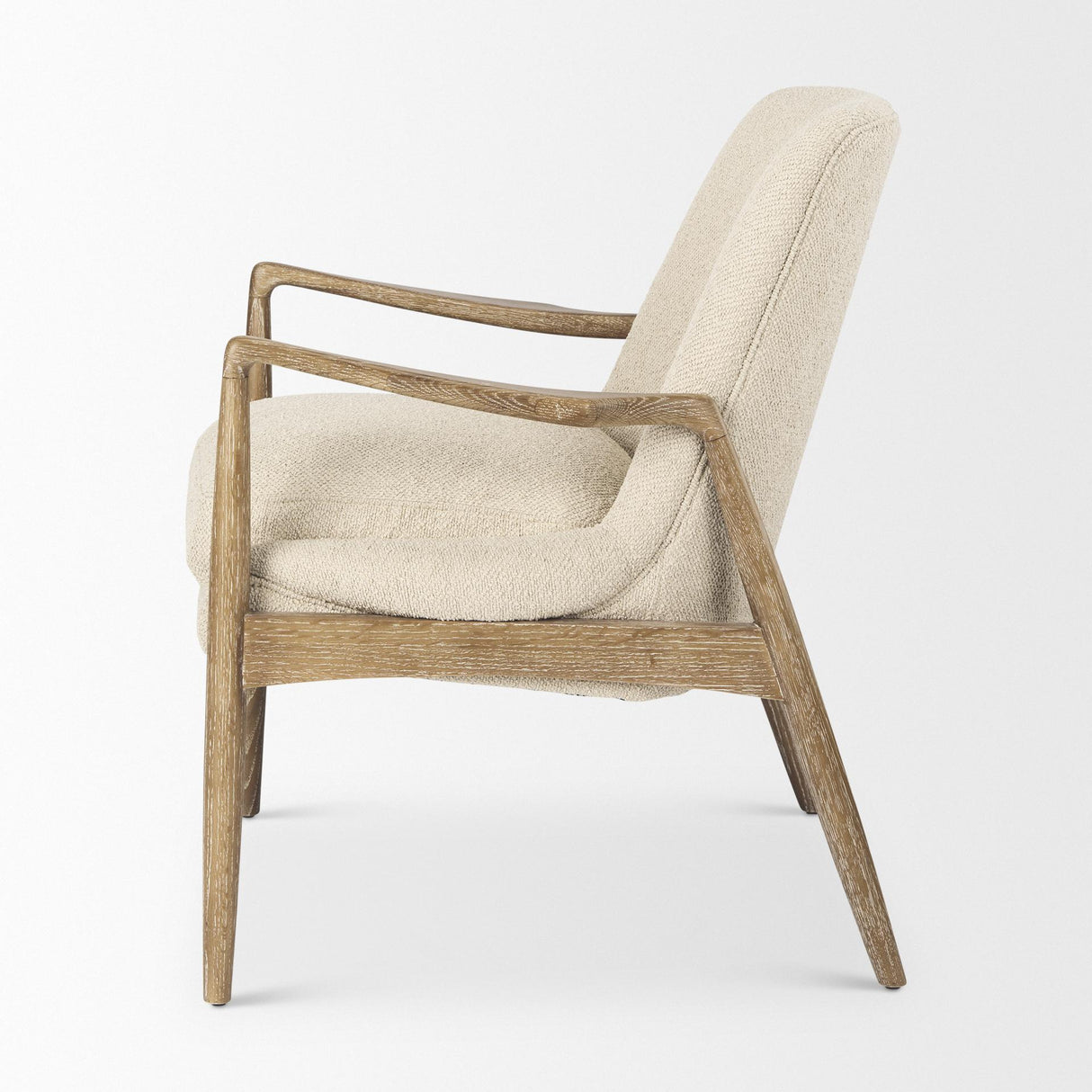 Mercana Westan Cream Boucle Fabric W/Light Brown Wood Accent Chair