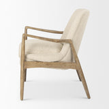 Mercana Westan Cream Boucle Fabric W/Light Brown Wood Accent Chair