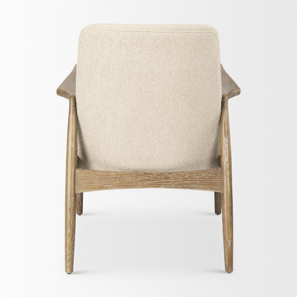 Mercana Westan Cream Boucle Fabric W/Light Brown Wood Accent Chair