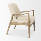Mercana Westan Cream Boucle Fabric W/Light Brown Wood Accent Chair