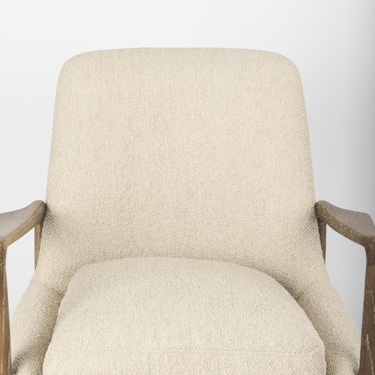 Mercana Westan Cream Boucle Fabric W/Light Brown Wood Accent Chair