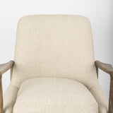 Mercana Westan Cream Boucle Fabric W/Light Brown Wood Accent Chair