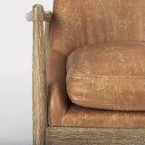 Mercana Westan Cognac Faux Leather W/Medium Brown Wood Accent Chair