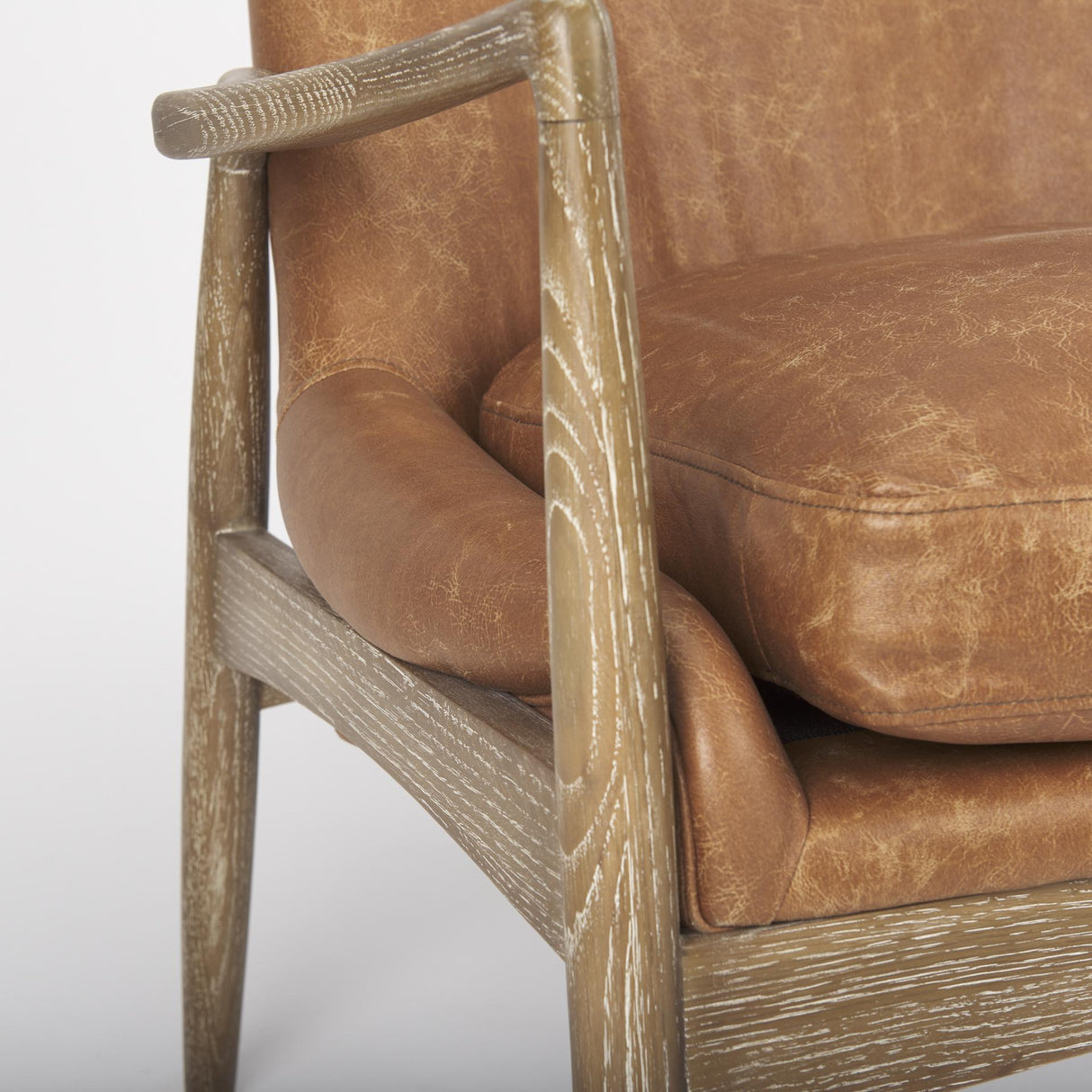 Mercana Westan Cognac Faux Leather W/Medium Brown Wood Accent Chair