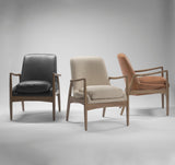 Mercana Westan Cognac Faux Leather W/Medium Brown Wood Accent Chair